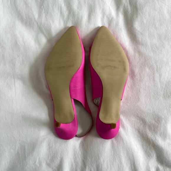 Lilly Pulitzer New in Box Kat Kitten Heel in Pop Pink Slingback Bow Heels Size 8 - Picture 8 of 8